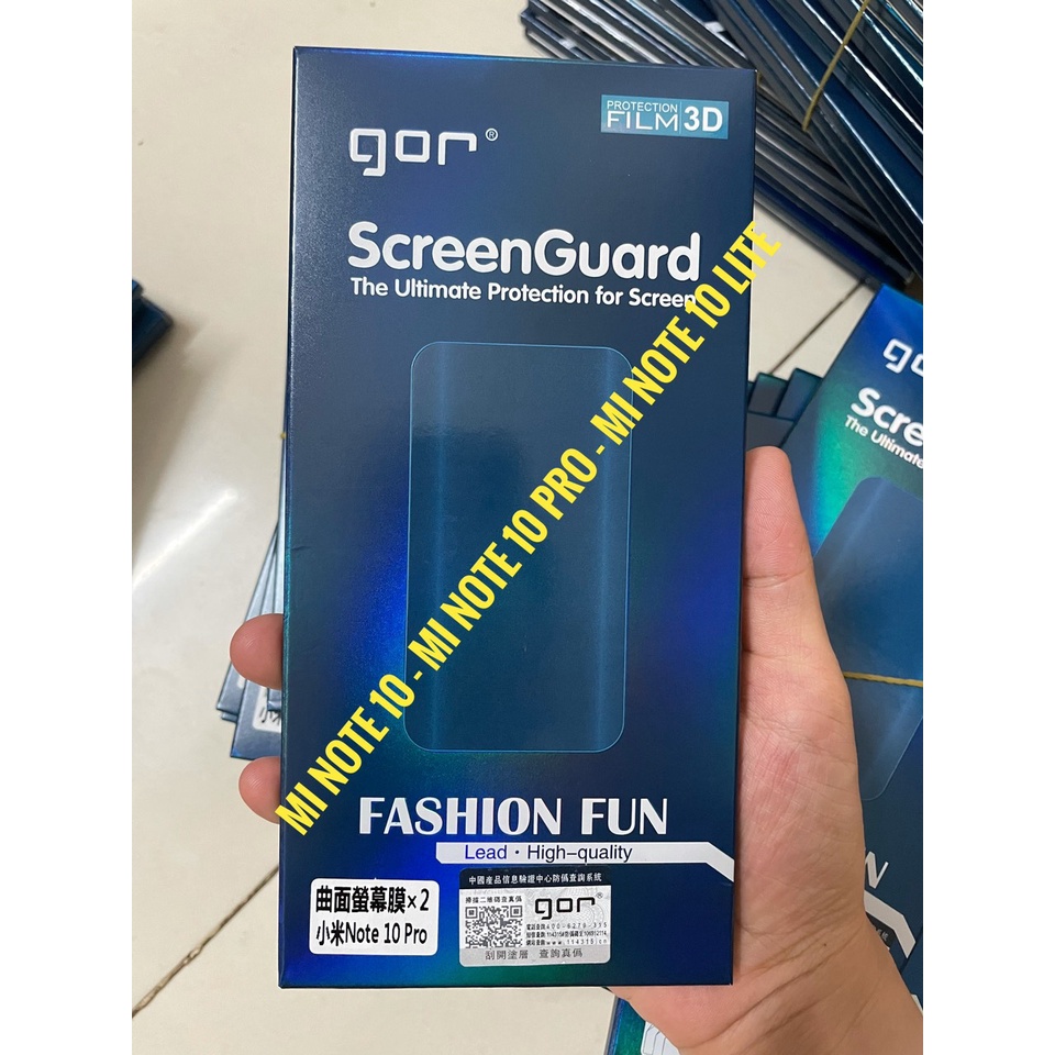 Dán màn hình Xiaomi Mi Note 10 Lite, Mi Note 10, Mi Note 10 Pro dùng chung hiệu Gor Full màn 3D
