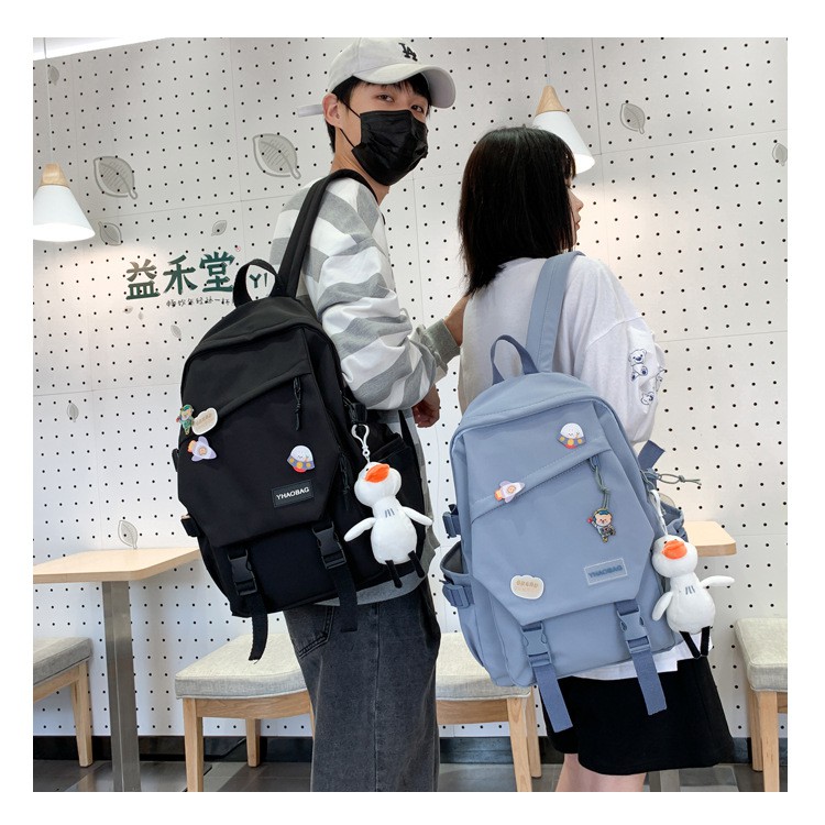 Balo ULZZANG, balo unisex - B214 có khóa chéo phụ và khóa nhựa, chống nước hiệu quả