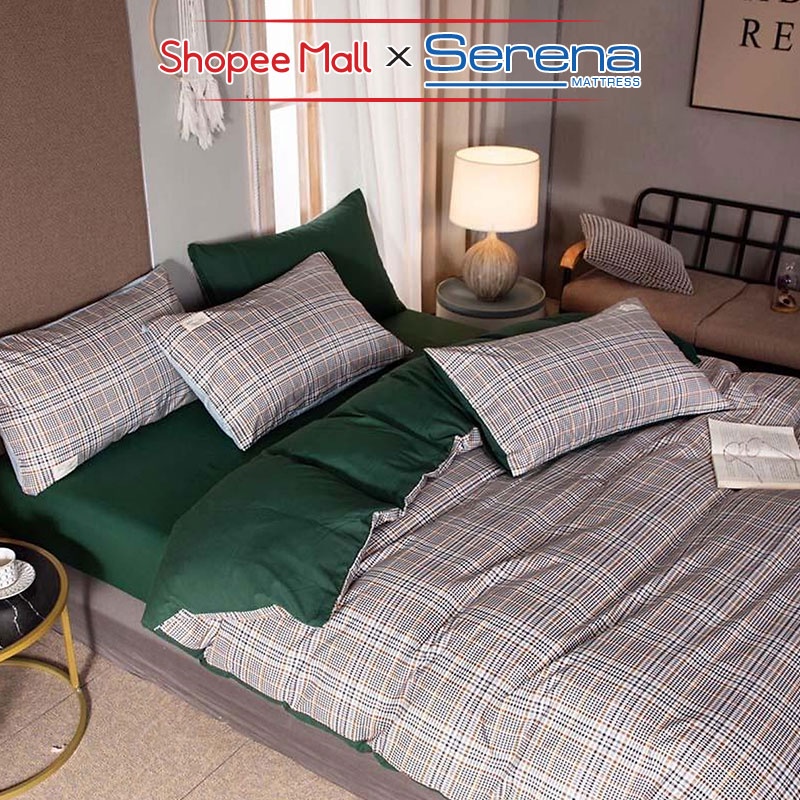 Chăn Ga Gối Nệm 5 Món Cotton Tici SERENA Chính Hãng Set Chăn Drap Nệm Đệm Trải Phủ Giường Trần Bông Cao Cấp