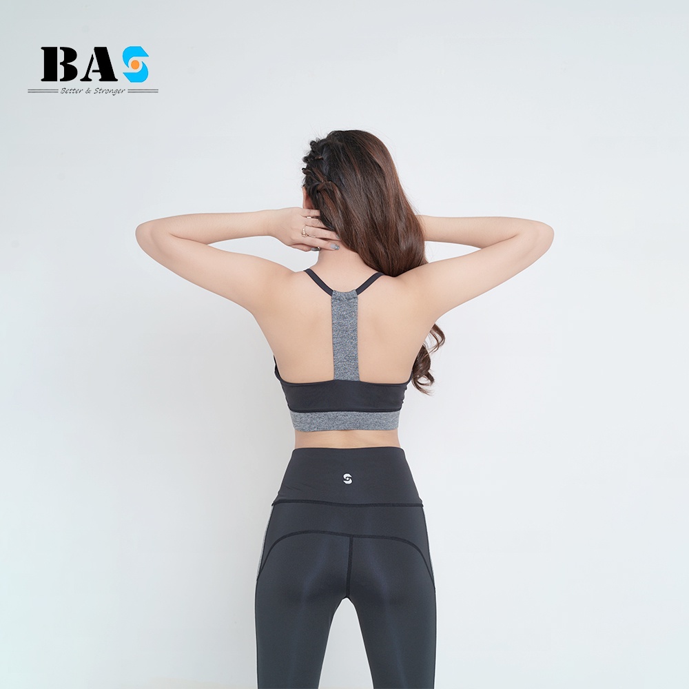 Set đồ tập thể thao tập yoga gym BAS sport bra dáng croptop phối legging dài nâng mông - S40021 -2