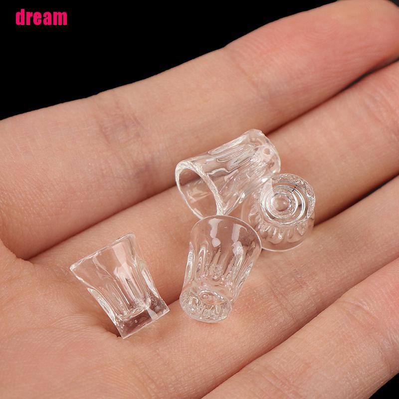 Set 4 mô hình cốc mini bằng nhựa trong suốt xinh xắn trang trí nhà búp bê