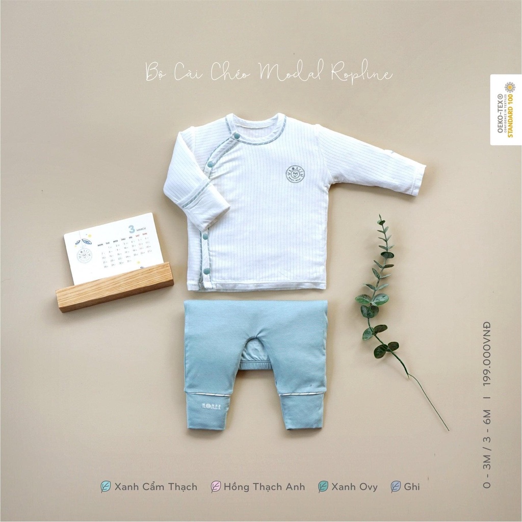 HRNEE - BỘ CÀI CHÉO MODAL ROPLINE DÀI TAY