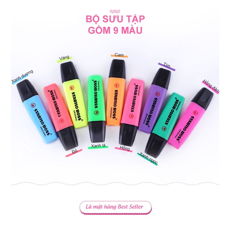 Bộ bút dạ quang STABILO BOSS/ BOSS Pastel 3/5/6/8/9/10/14 màu