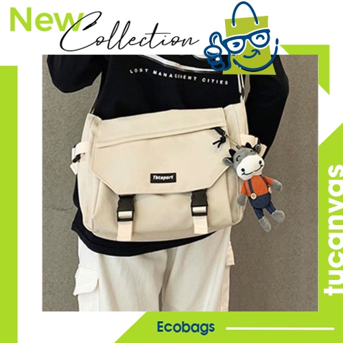 Túi Đeo Chéo Phong Cách Unisex Vải Canvas Cao Cấp Đựng Vừa Sách Vở Đi Học 2 màu đen trắng TUCANVAS TCV33 | BigBuy360 - bigbuy360.vn