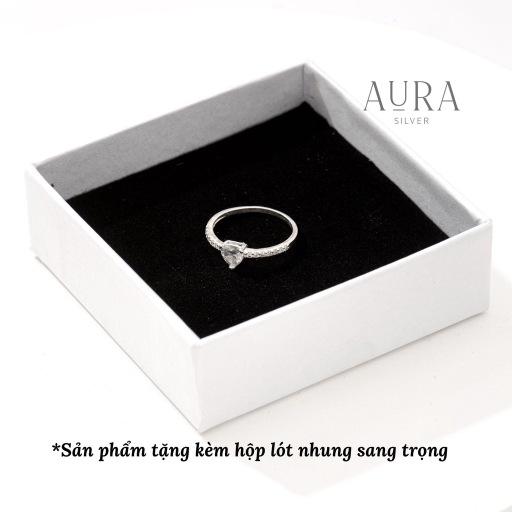 Nhẫn nữ bạc đẹp nhẫn bạc mặt trái tim đá nhỏ xinh-N38-AURASILVER