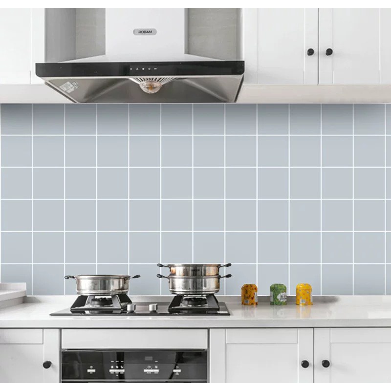 1 Mét giấy dán bếp tráng nhôm cách nhiệt cao 60cm cao - MẪU Ô VUÔNG NXX03