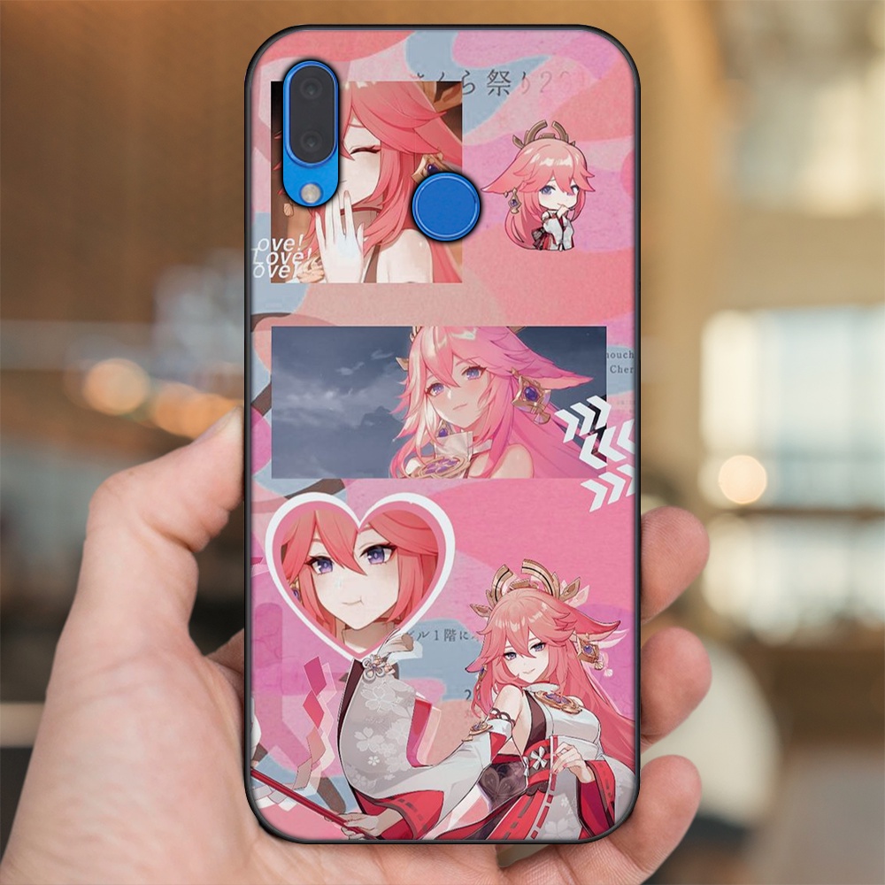 Ốp lưng Huawei Nova 3, Nova 3i, Nova 3e, P20 Lite viền đen in hình Yae Miko Genshin Impact