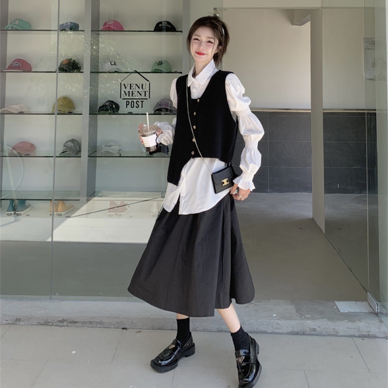 Set Áo Sơ Mi Và Chân Váy Lưng Cao Thời Trang Cho Nữ