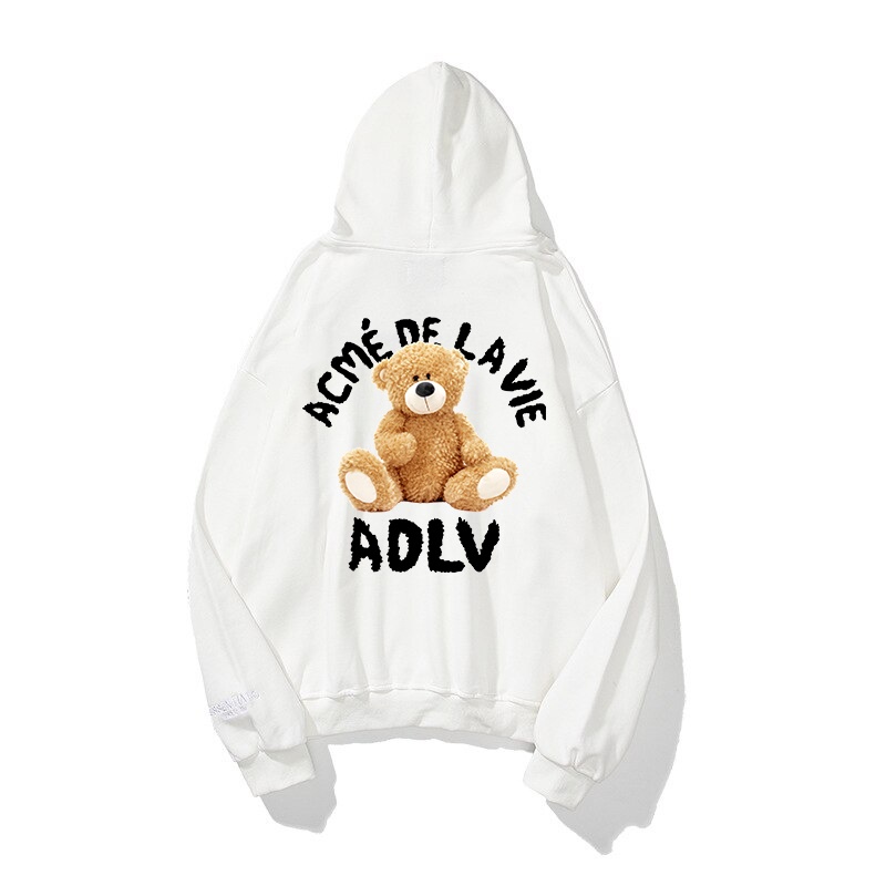 Áo Hoodie ADLV Teddy chất nỉ bông  dày dặn cực ấm, Áo Hoodie Unisex Nam Nữ Đen Trắng