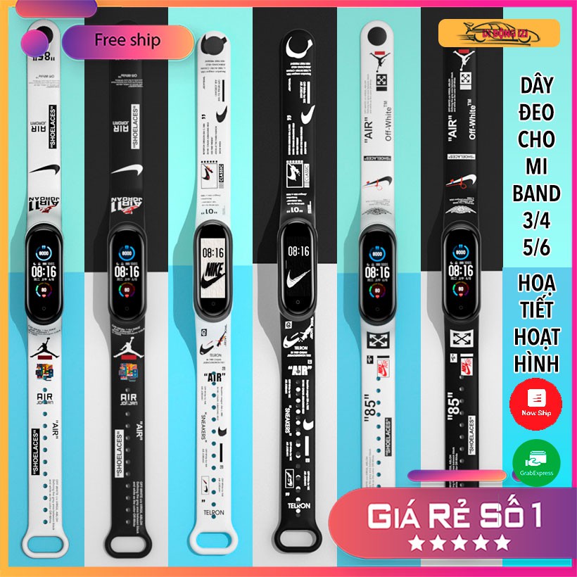 Dây Đeo Mi Band 6/5/4/3 Hoạ Tiết Hoạt Hình, Nike, One Piece, Goku,... Đẹp, Cá Tính