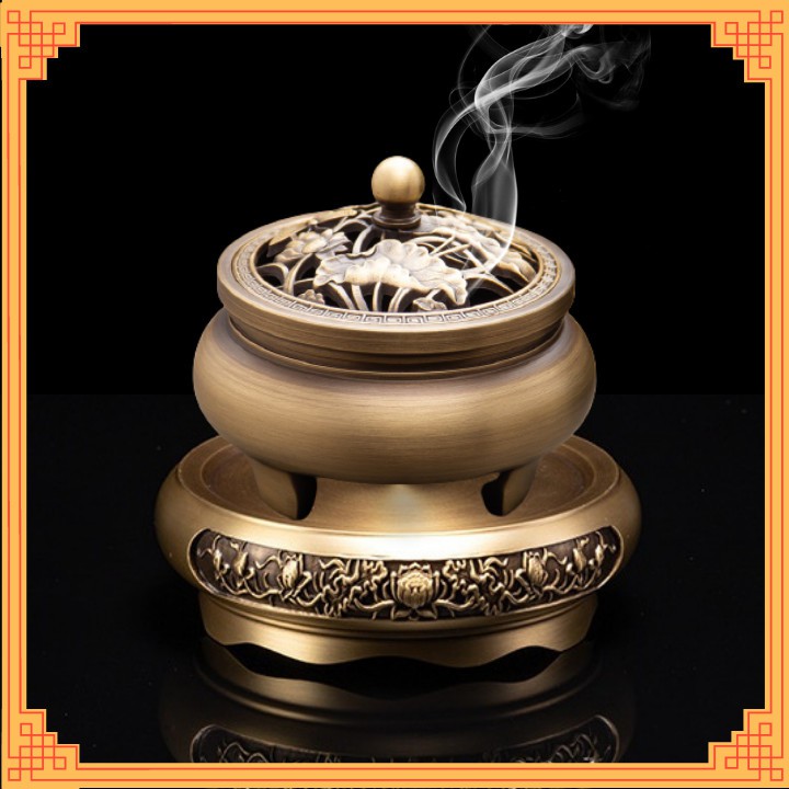 Lư đồng xông trầm hương dùng để xông trầm nụ, trầm hương, hương trầm vòng đồ thờ cúng phong thủy bày bàn trà