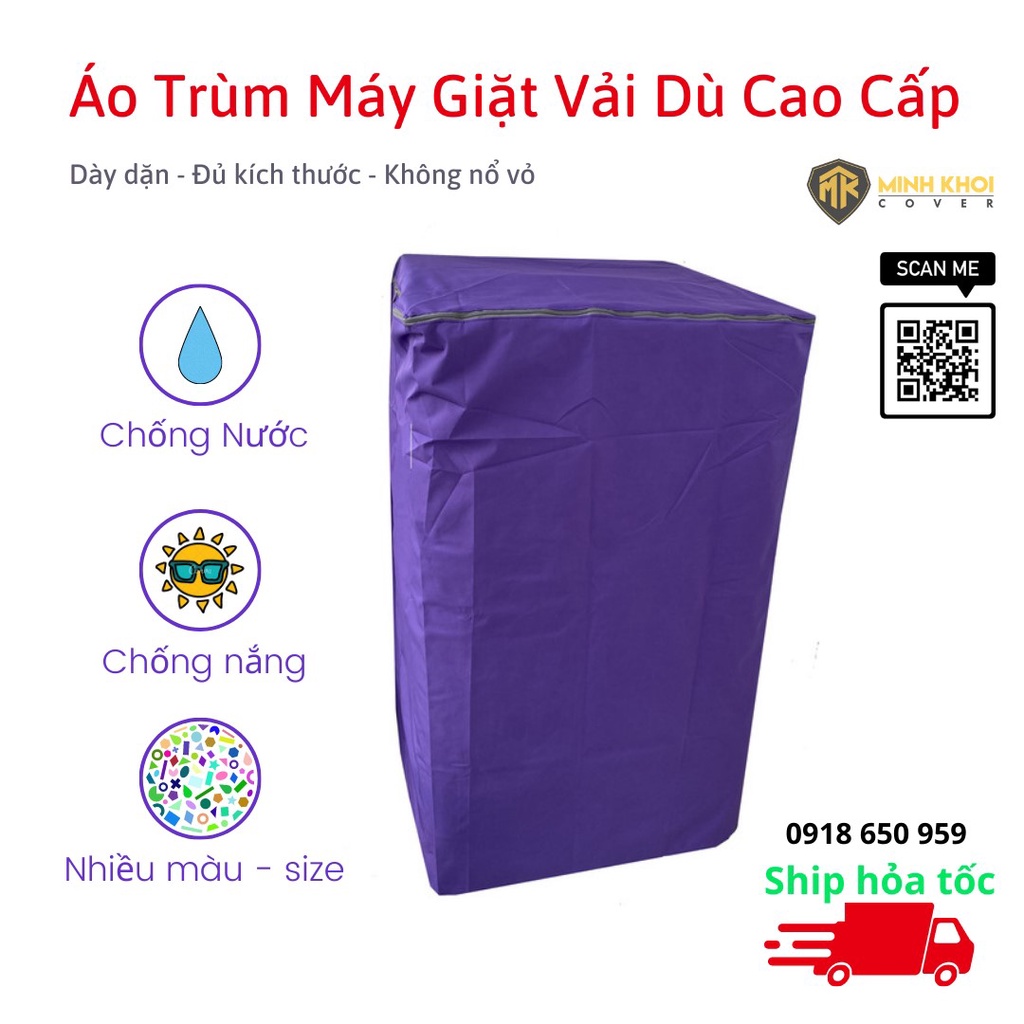 Áo Trùm Máy Giặt Cửa Đứng Cửa Trên Vải Dù Siêu Bền Chống Mưa Nắng Nóng Từ 7kg đến 14kg