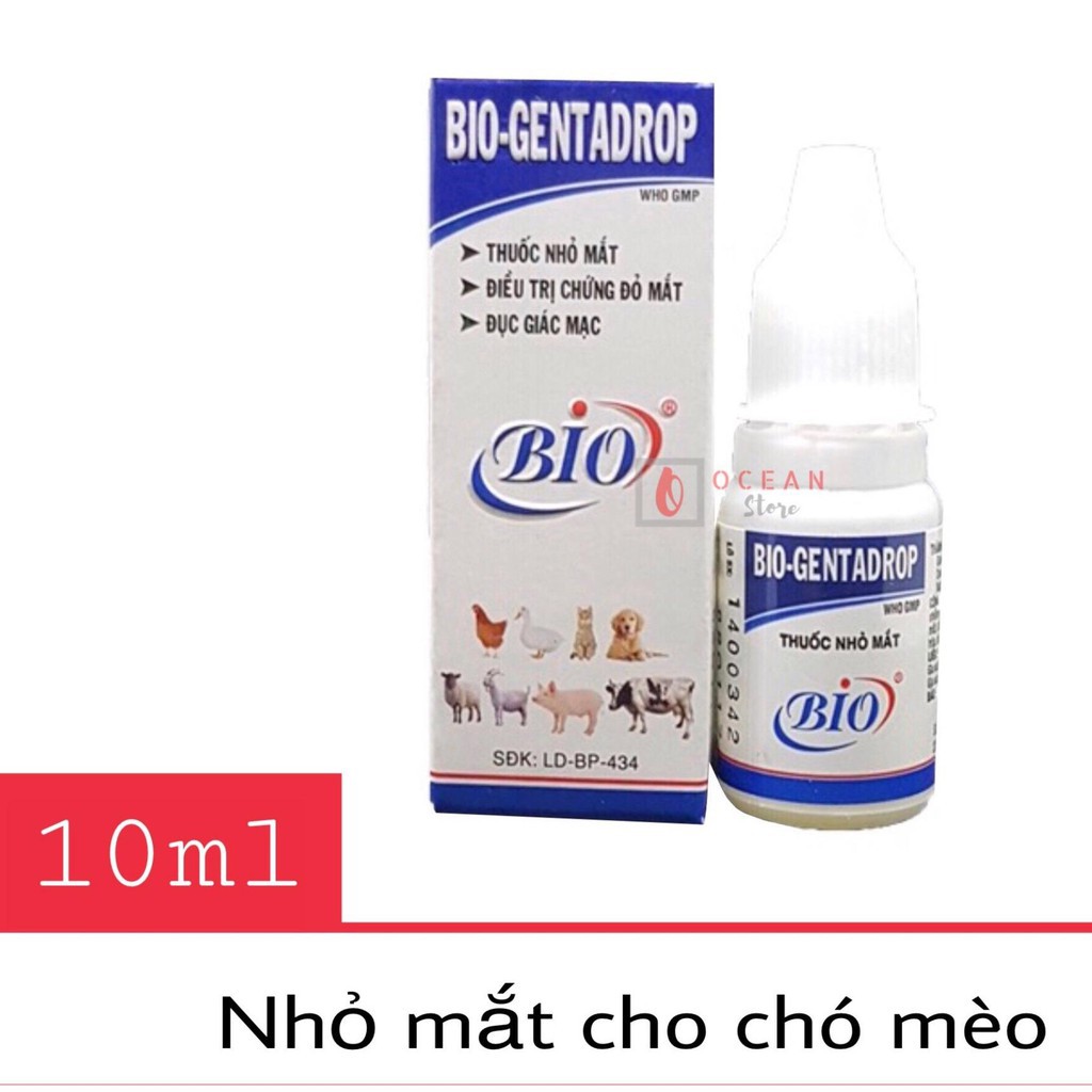 Thuốc nhỏ mắt chó mèo Bio Genta Drop - trị đau mắt đục giác mạc viêm đỏ ngứa vệ sinh mắt thú cưng