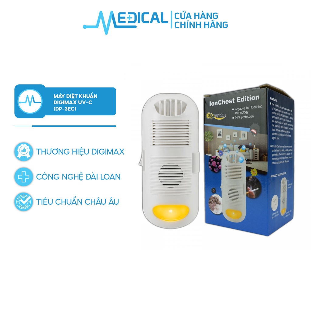 Máy diệt khuẩn phòng kín Digimax ION ÂM, 30-50m2, 24/7, 20.000 giờ, AC 220V (DP-3D6) - MEDICAL