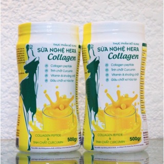 Combo 2 hộp sữa nghệ hera collagen 500gr - khỏe bao tử - đẹp da - freeship