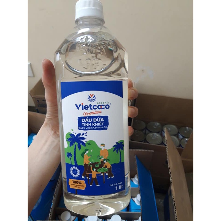 Vietcoco- Dầu dừa ép lạnh hữu cơ chai 1L