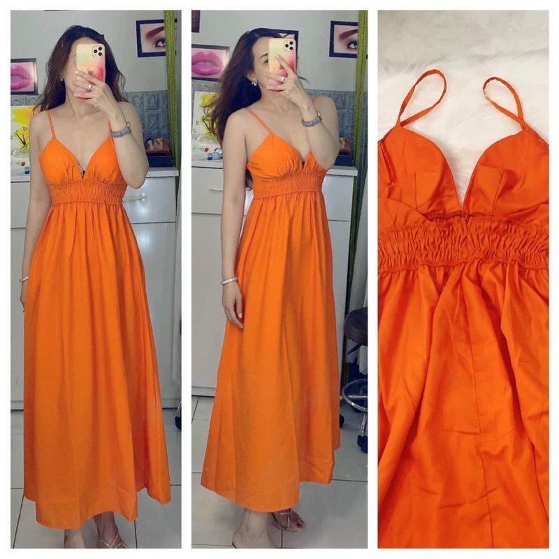 váy maxi 2 dây chun eo dáng xoè cao cấp form dài trẻ trung Ulzzang váy đi biển đẹp