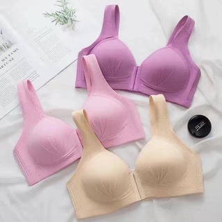 Plus size front buckle comfortable gather full cup bra breathable thin section no steel ring underwear