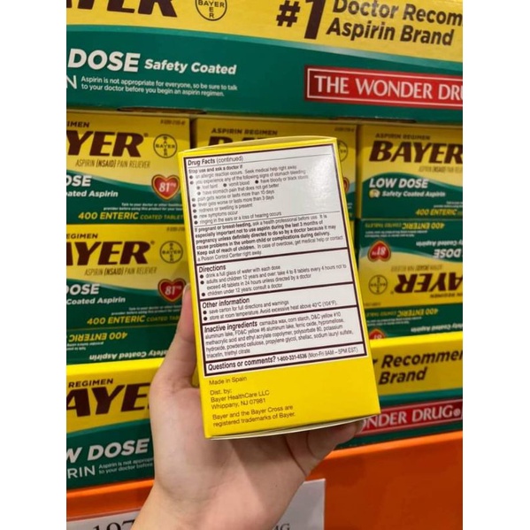 HỘP ĐỰNG AS.PI.RIN RE.GI.MEN BAY.ER 81MG 400 VIÊN