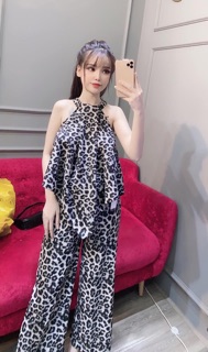 [ NEW ] Sét đồ bộ lụa da beo kiểu yếm sát lách