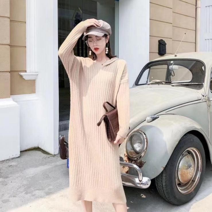 Hàng Quảng Châu – Váy khoác len dài có mũ   B Zone