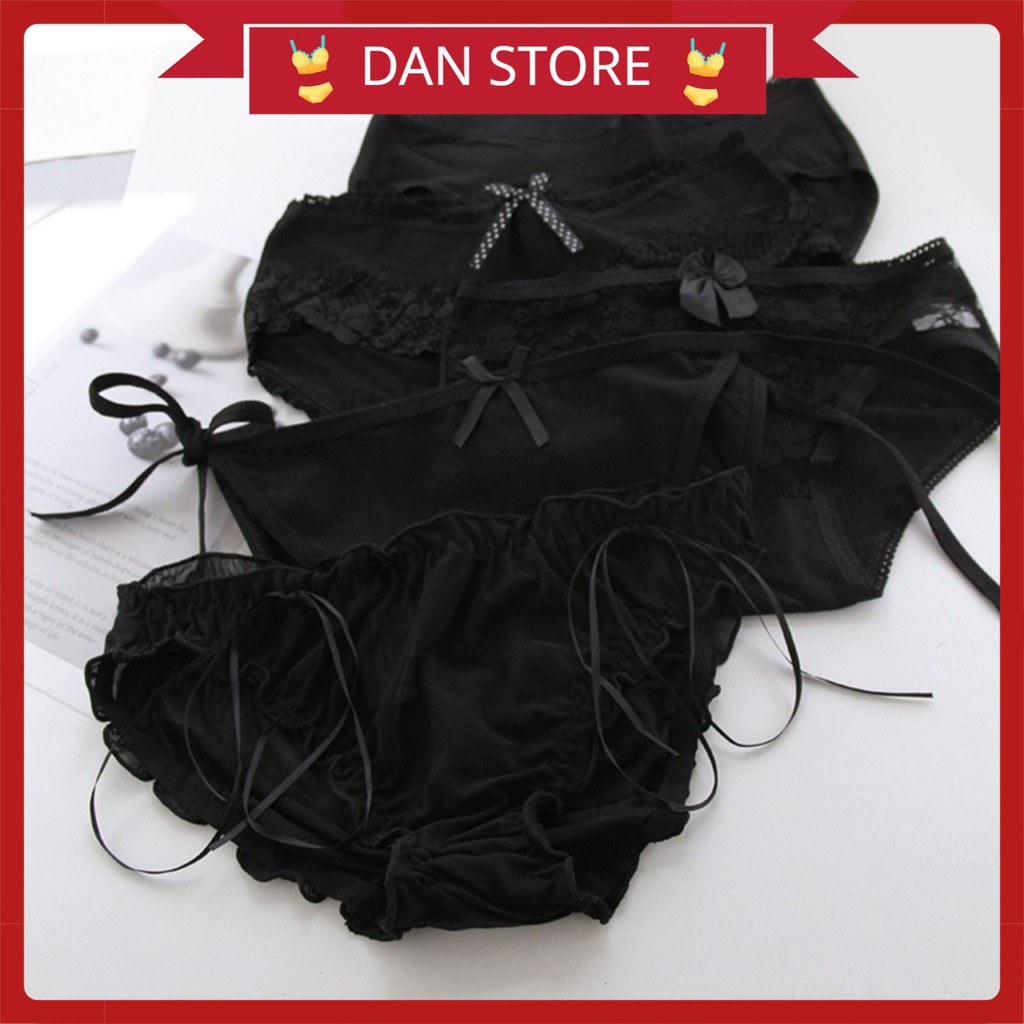 Quần Lót Nữ - Quần Lót Nữ Cotton kháng khuẩn mềm mại tông đen gợi cảm tôn dáng sexy DAN STORE MÃ Comboden5