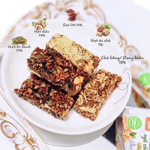 Thanh gạo lứt CHÀ BÔNG cao cấp - túi 10 thanh - thanh gạo lứt ăn vặt giảm cân