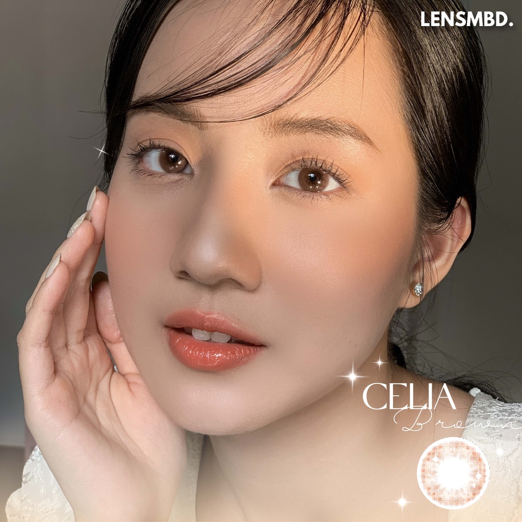 LENS KÍNH ÁP TRÒNG NỘI ĐỊA TRUNG MÀU NÂU MIX ÁNH SAO CELIA BROWN DOUYIN.CONTACTLENS X LENSMBD.