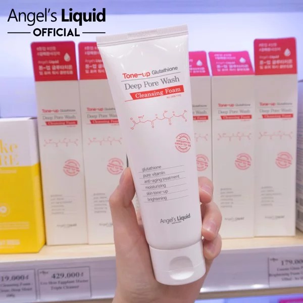 Sữa Rửa Mặt Tạo Bọt Dưỡng Trắng Da Angel's Liquid Tone-Up Glutathione Deep Pore Wash