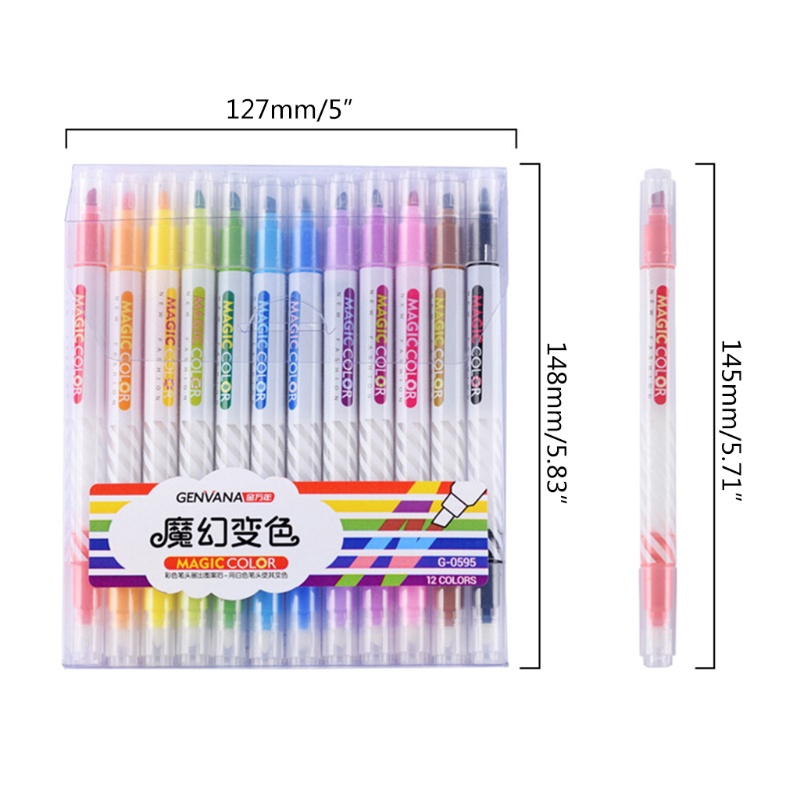 Bảng Phấn Bắt Sáng 12 Màu Hai Đầu Không Độc Hại Mau Khô Kèm Hộp Cho Học Sinh