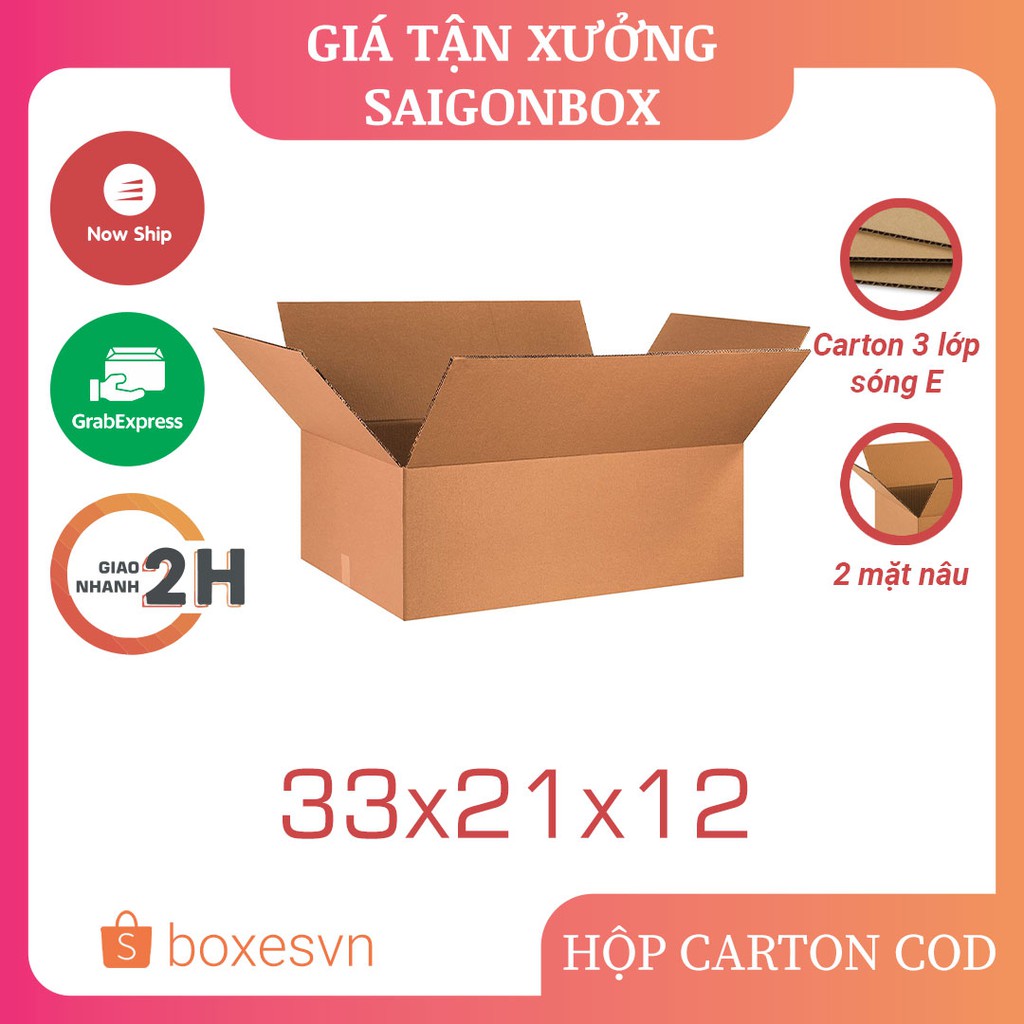 Combo 20 thùng hộp carton size 33x21x12 cm để đóng gói hàng hóa