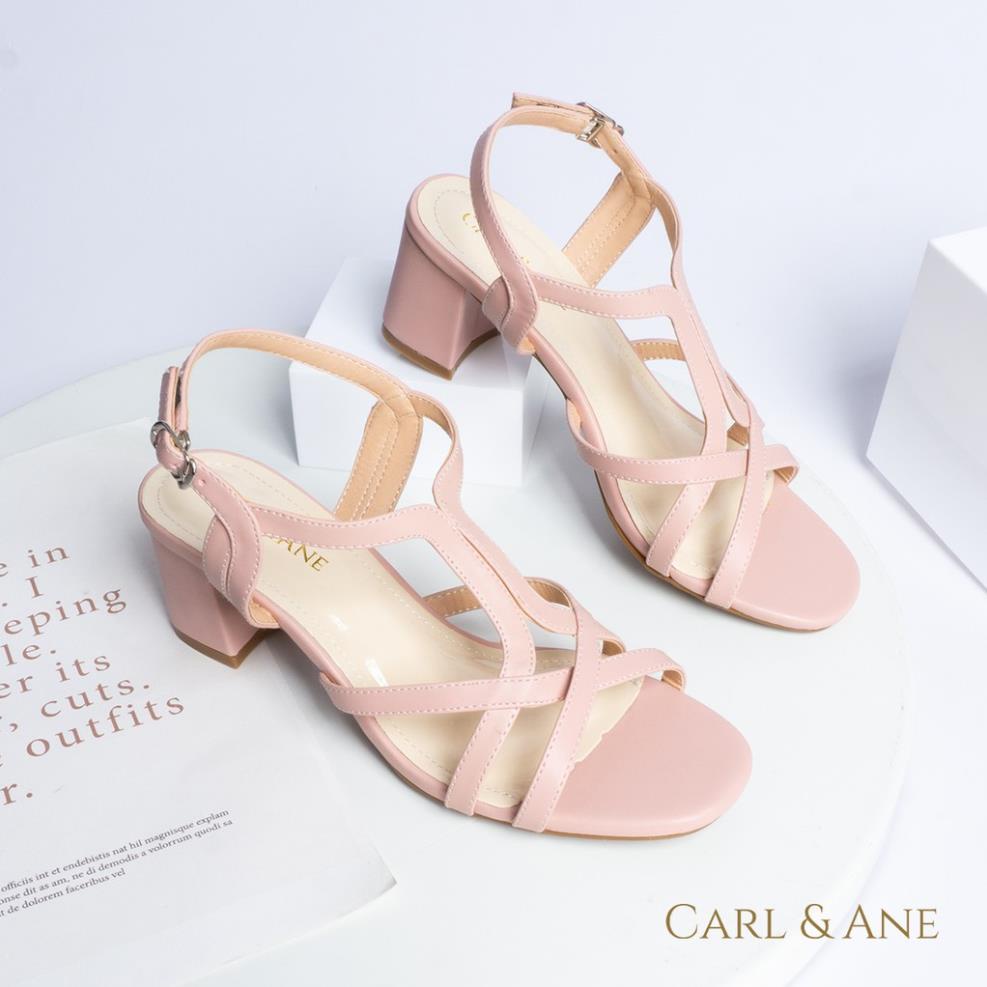 Carl & Ane - Giày sandal phối dây nữ mũi vuông gót cao 5cm màu hồng _ CS002 VIP