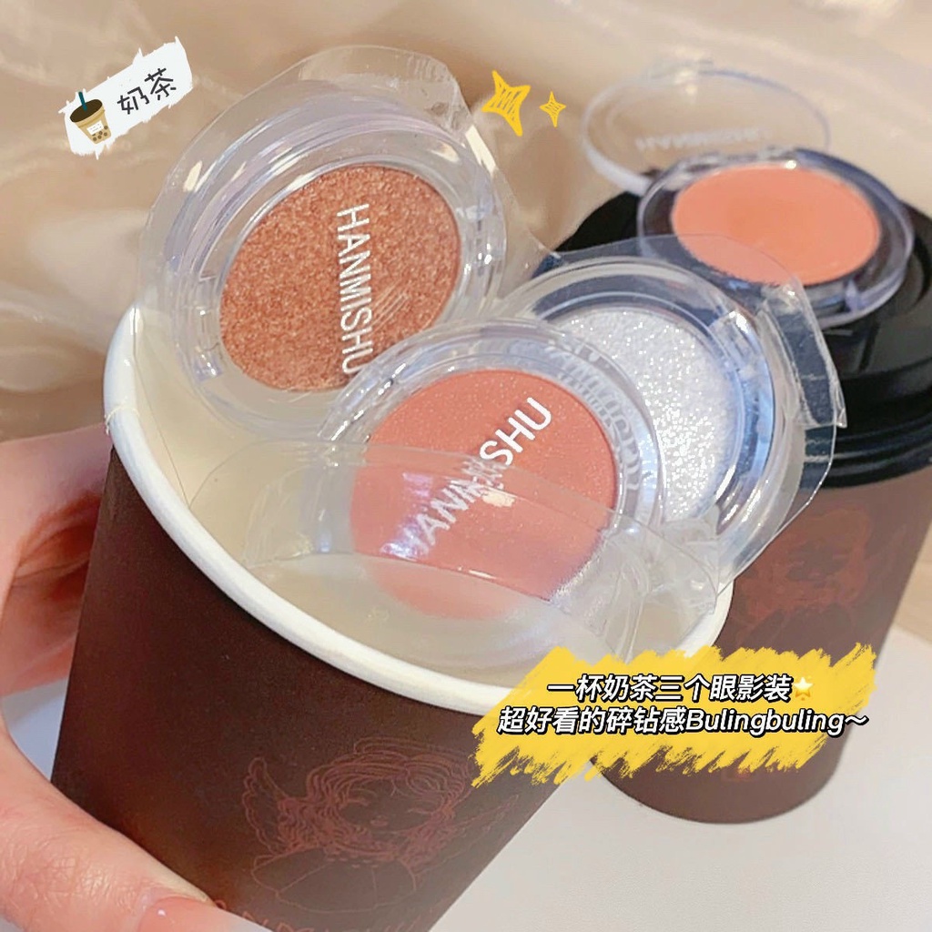 Lọ phấn mắt trà sữa 3 món bắt sáng