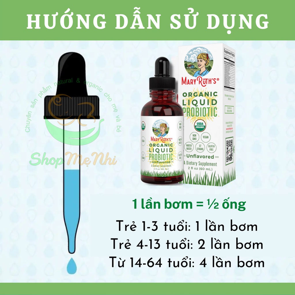 Dung dịch bổ sung lợi khuẩn hữu cơ Mary Ruth’s Liquid Probiotic 60ml 120ml.