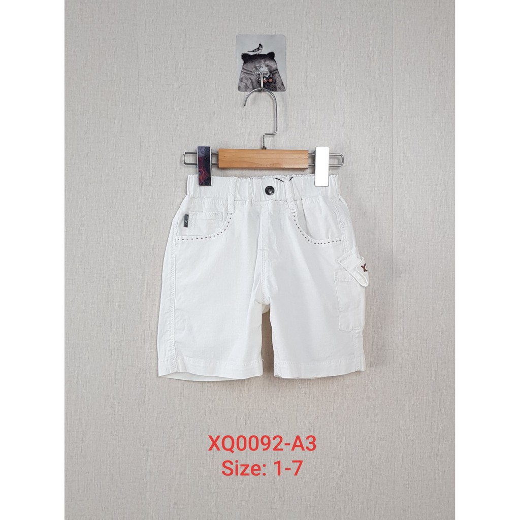 XQ0092 -A3 - Quần bé trai , short , vải đũi , trơn , màu trắng , size nhỏ 1t-7t - Hàng Made In Vietnam