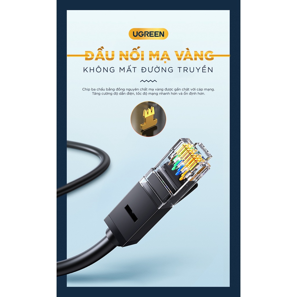 Cáp mạng Cat6 aluminum dạng dẹt/tròn UGREEN NW102 - Hàng phân phối chính hãng - Bảo hành 18 tháng