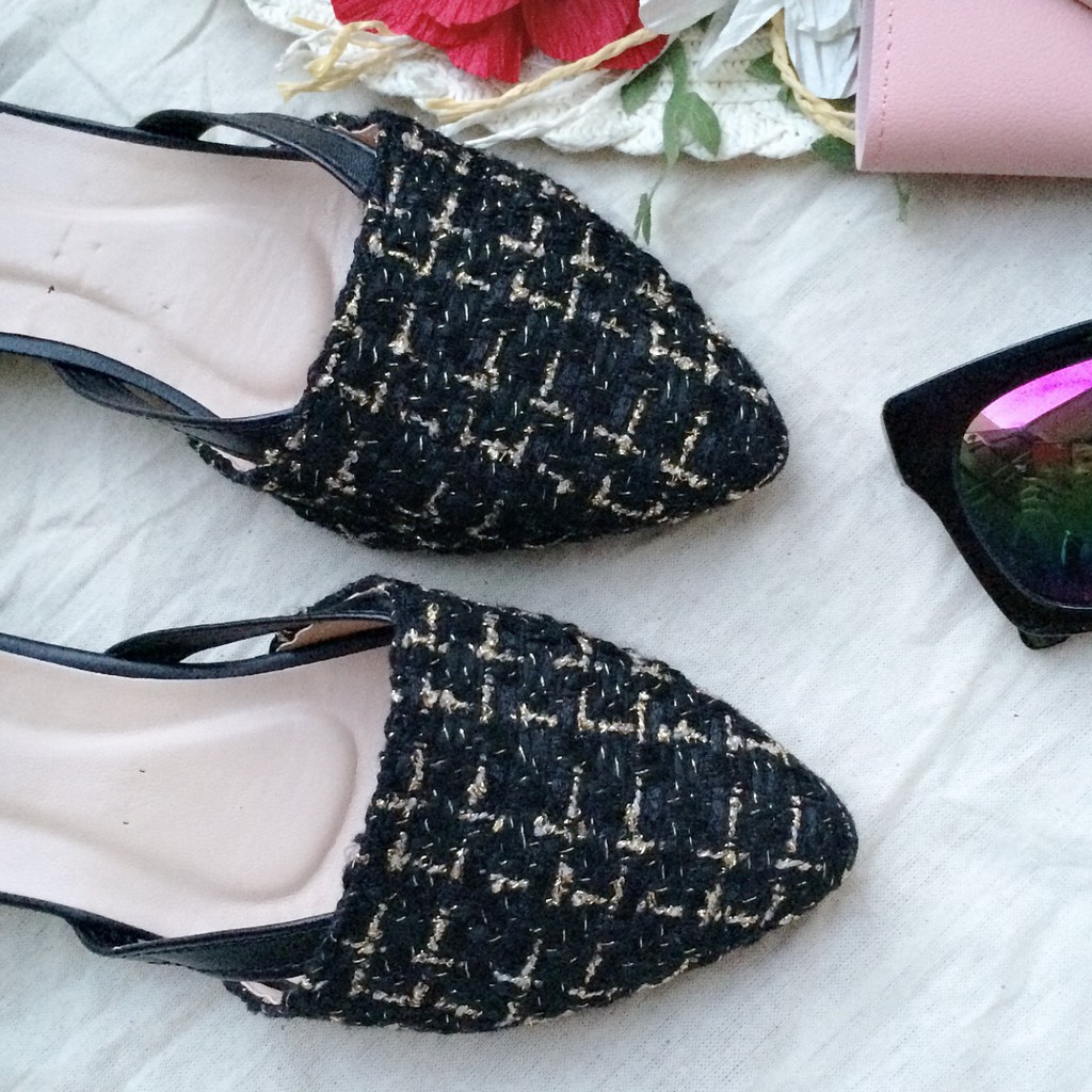 Giày nữ phong cách hàn quốc chất dạ quai hậu gót 3cm có 2 màu | BigBuy360 - bigbuy360.vn