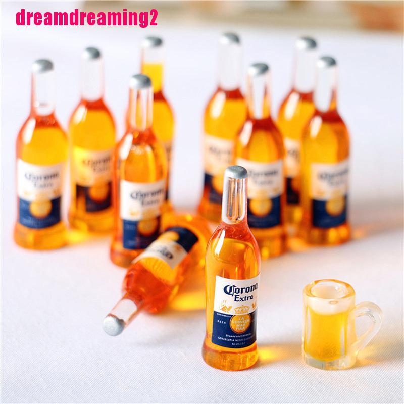 Set 10 mô hình chai rượu mini tỉ lệ 1/12 trang trí nhà búp bê