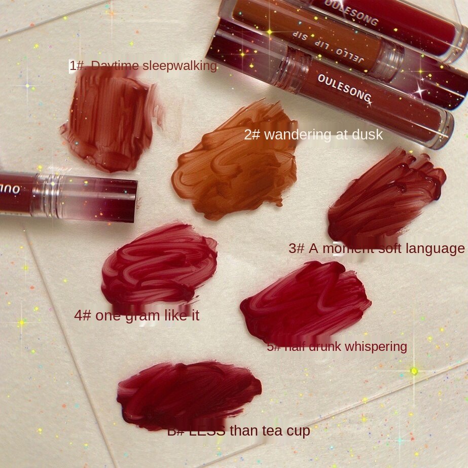 Son Bóng Ineyoo/Oulesong Màu Nude Nhạt Mềm Mượt Nuôi Dưỡng Môi Chống Thấm Nước