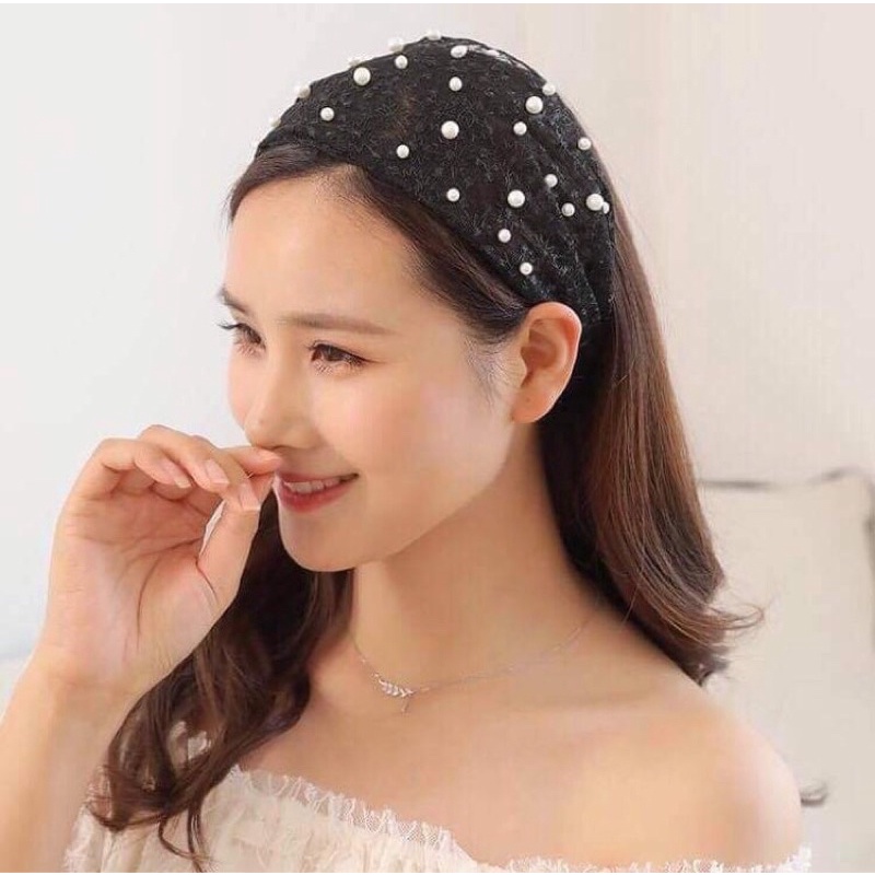 Băng đô ren đính Ngọc trai