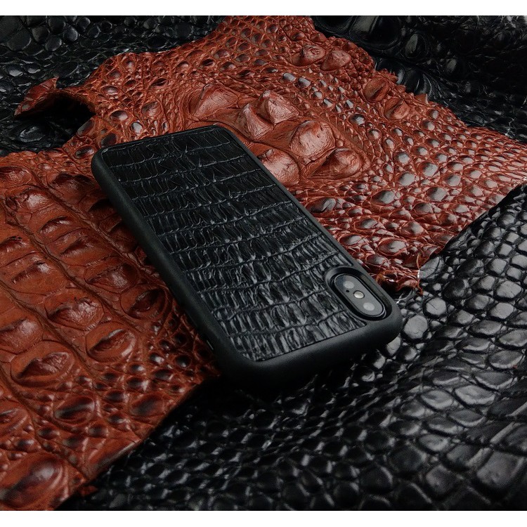 Ốp Lưng Iphone X-XS Da Cá Sấu Gai Đuôi Màu Đen