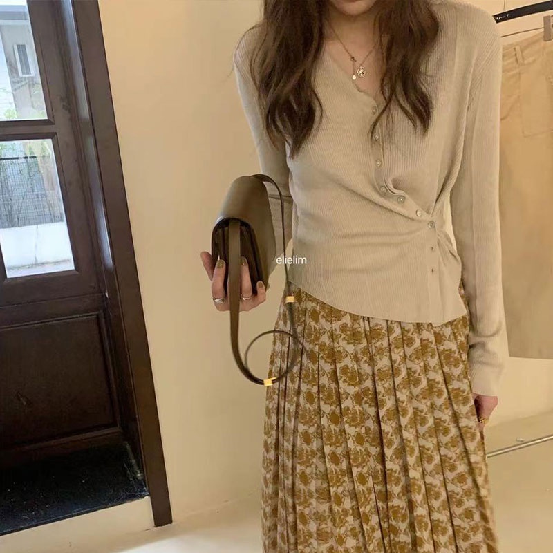 Áo Khoác cardigan Dệt Kim Dáng Ôm Phong Cách Hàn Quốc Thời Trang Cho Nữ