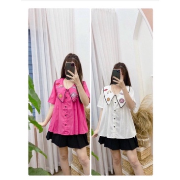 Áo bầu cộc tay mùa hè dáng tiểu thư dễ thương, mặc đi làm, đi chơi(chất đẹp, bán shop)