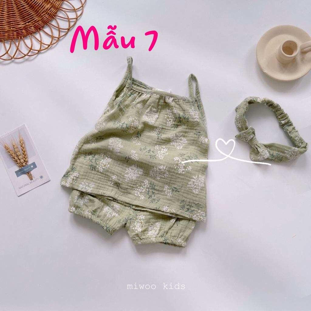 Đồ bộ 2 dây chất musline cao cấp cho bé gái / Đồ bộ 2 dây bé gái