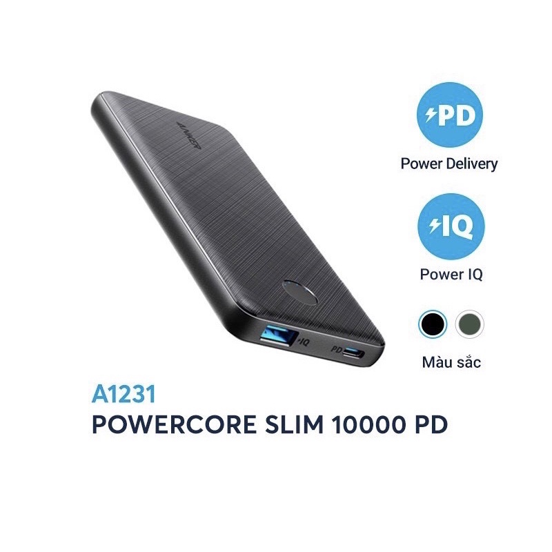 Pin sạc dự phòng ANKER PowerCore Slim 10000mAh PD - A1231