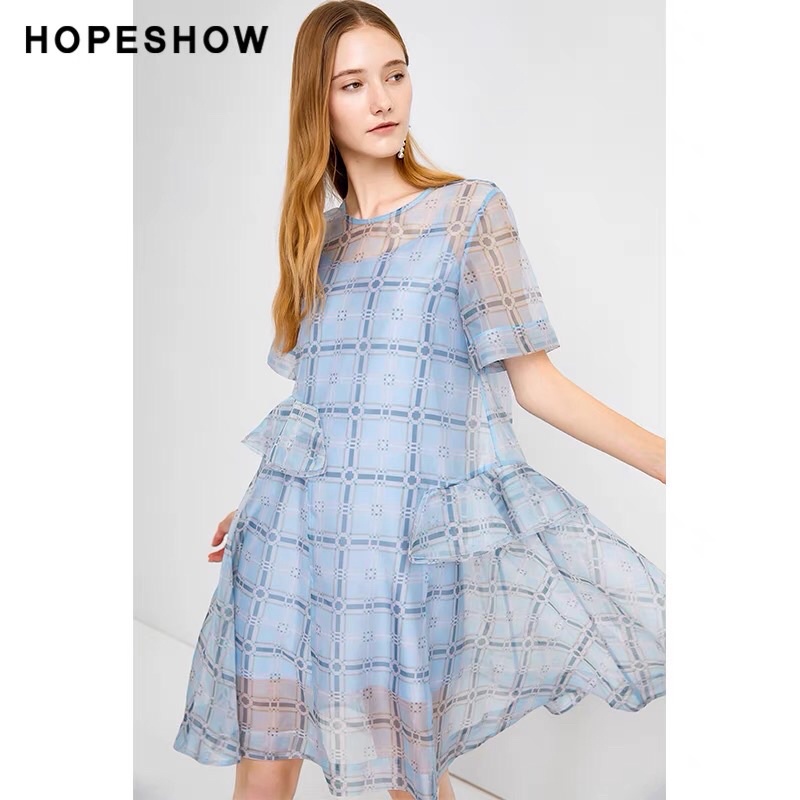 Đầm voan kính xanh Hopeshow