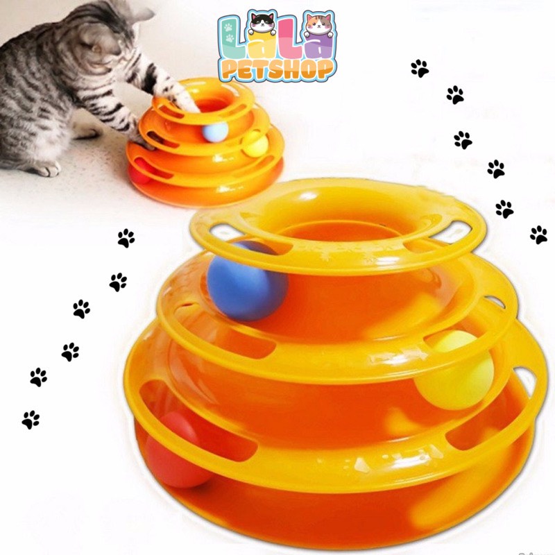 Tháp Banh Xoay Đồ Chơi Cho Chó Mèo - Tháp Bóng Ba Tầng Cho Mèo