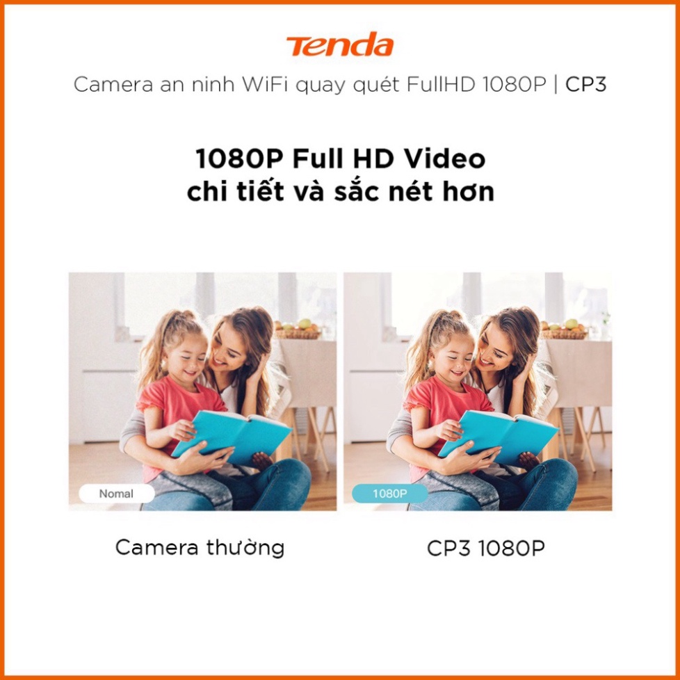 Camera IP Wifi Tenda CP3 Full HD 1080P 360° Kèm thở nhớ | BigBuy360 - bigbuy360.vn