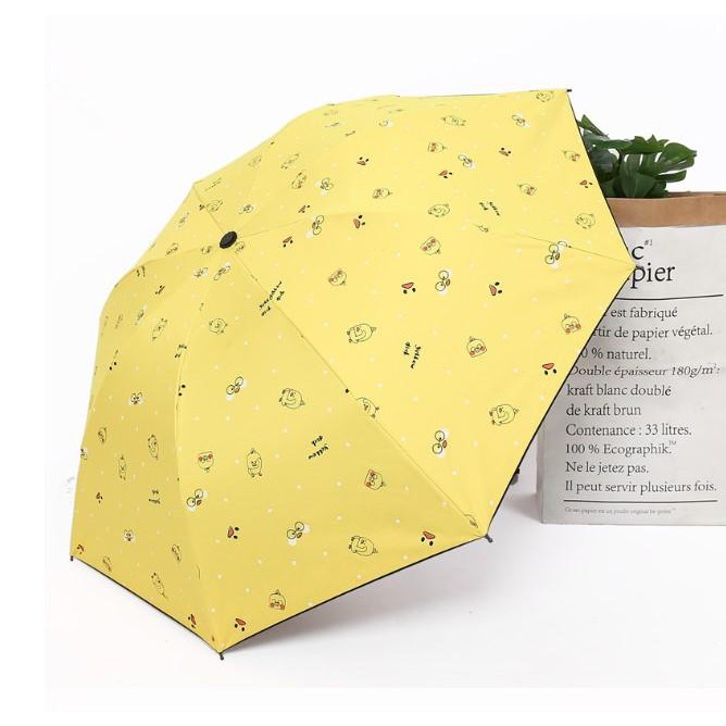 Ô dù hoạt hình vịt con dễ thương che nắng che mưa 2 lớp chống tia UV PK2