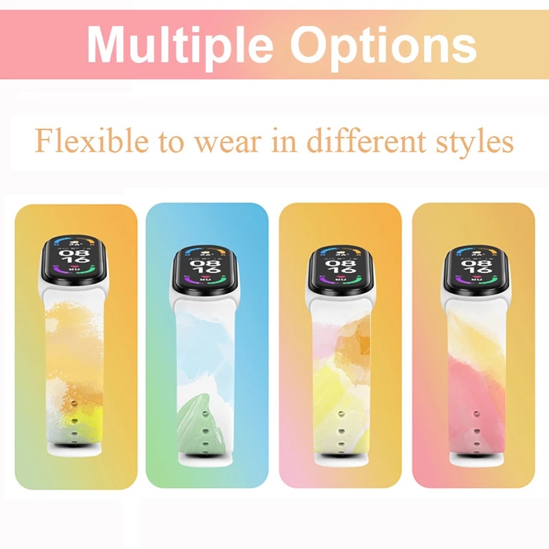 1 Dây Đeo Thay Thế Chất Liệu Silicon Màu Nước Cho Xiaomi Mi Band 5 6